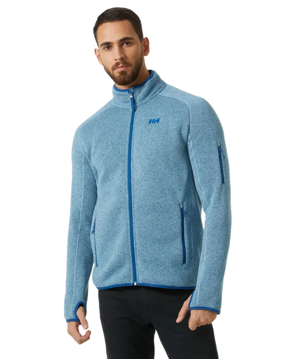 Blue Fog Coloured Helly Hansen Mens Varde Fleece Jacket 2.0 on white background 