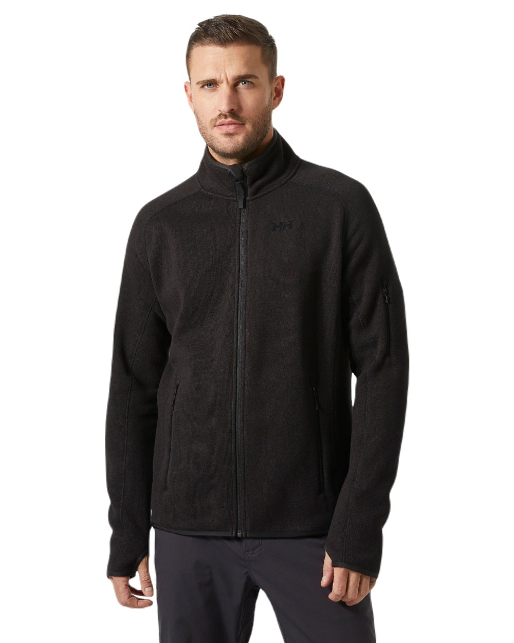 Black coloured Helly Hansen Mens Varde Fleece Jacket 2.0 on white background 