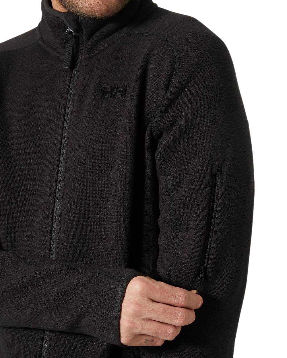 Black coloured Helly Hansen Mens Varde Fleece Jacket 2.0 on white background 