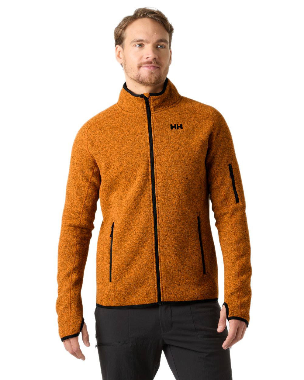 Ignite Orange Coloured Helly Hansen Mens Varde Fleece Jacket 2.0 on white background 