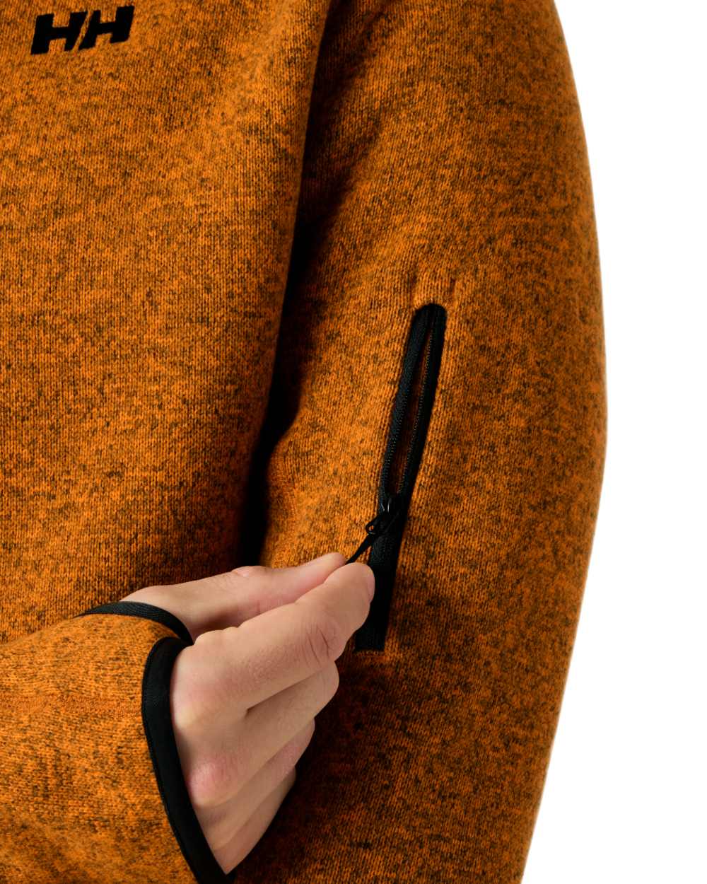 Ignite Orange Coloured Helly Hansen Mens Varde Fleece Jacket 2.0 on white background 
