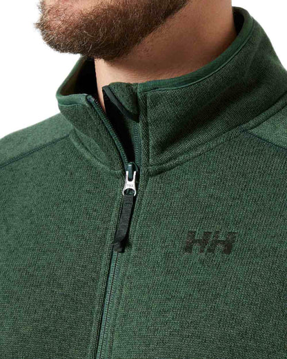Jungle Green Coloured Helly Hansen Mens Varde Fleece Jacket 2.0 on white background 
