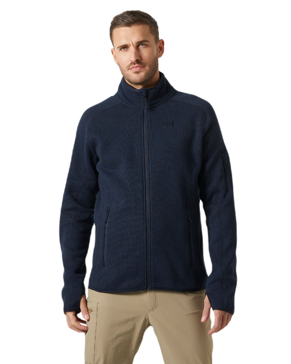 Navy Coloured Helly Hansen Mens Varde Fleece Jacket 2.0 on white background 