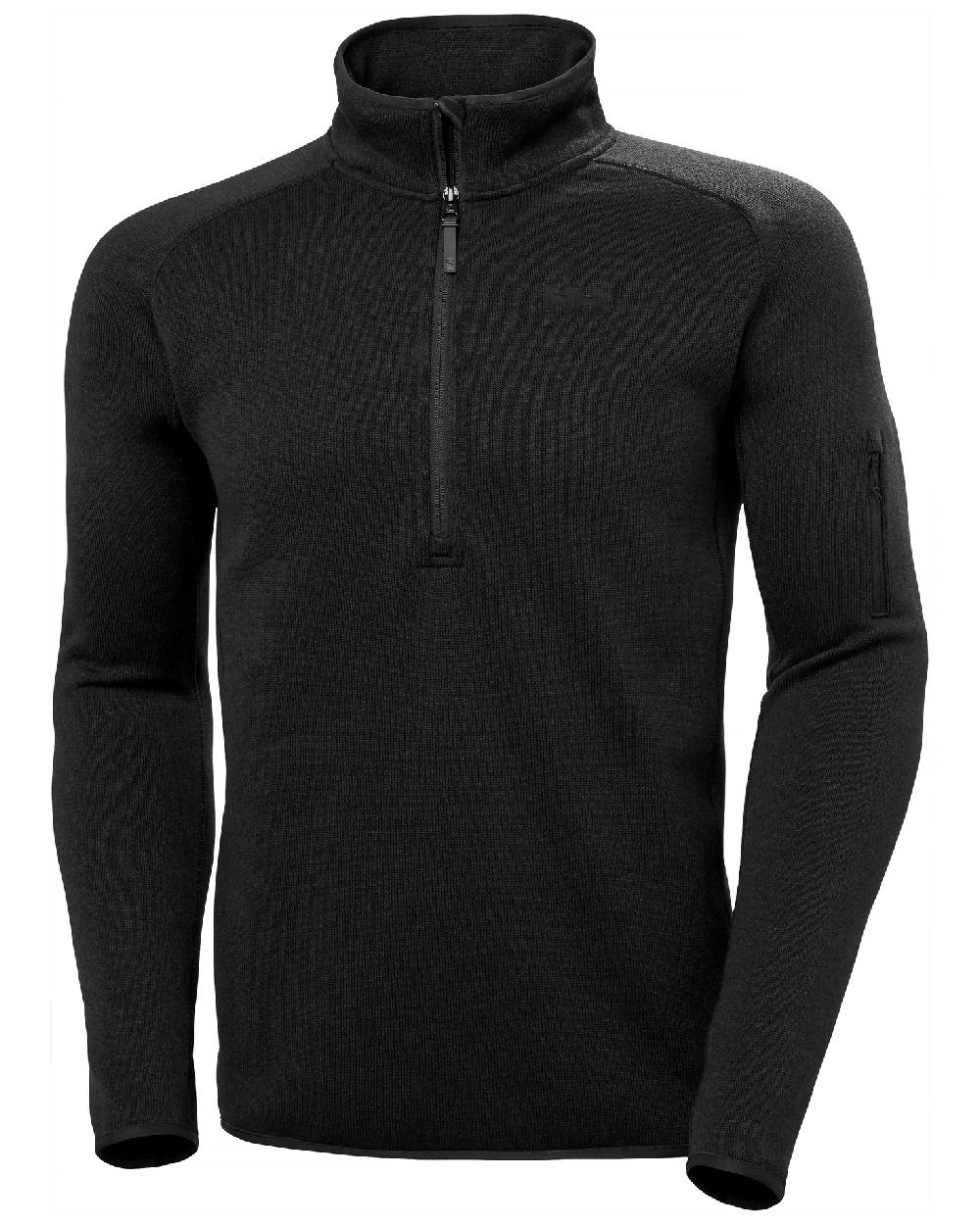 Black Coloured Helly Hansen Mens Varde Half Zip 2.0 on white background 