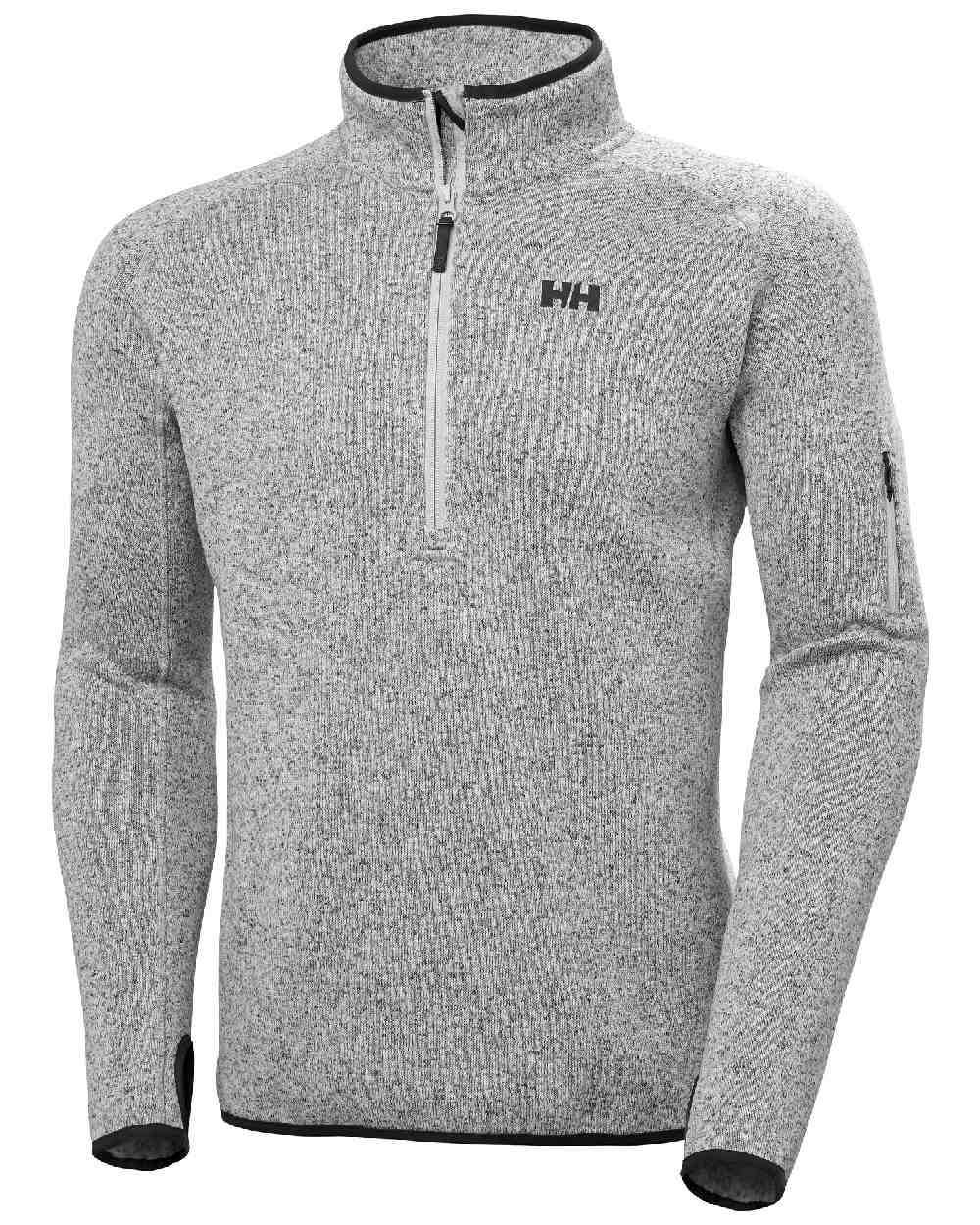 Grey Fog Coloured Helly Hansen Mens Varde Half Zip 2.0 on white background 