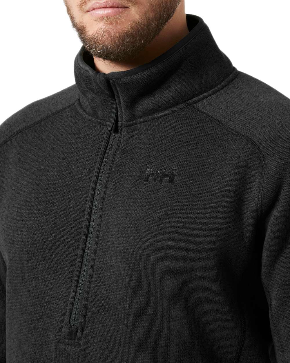 Black Coloured Helly Hansen Mens Varde Half Zip 2.0 on white background 