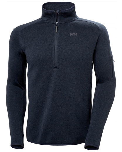 Navy Coloured Helly Hansen Mens Varde Half Zip 2.0 on white background 