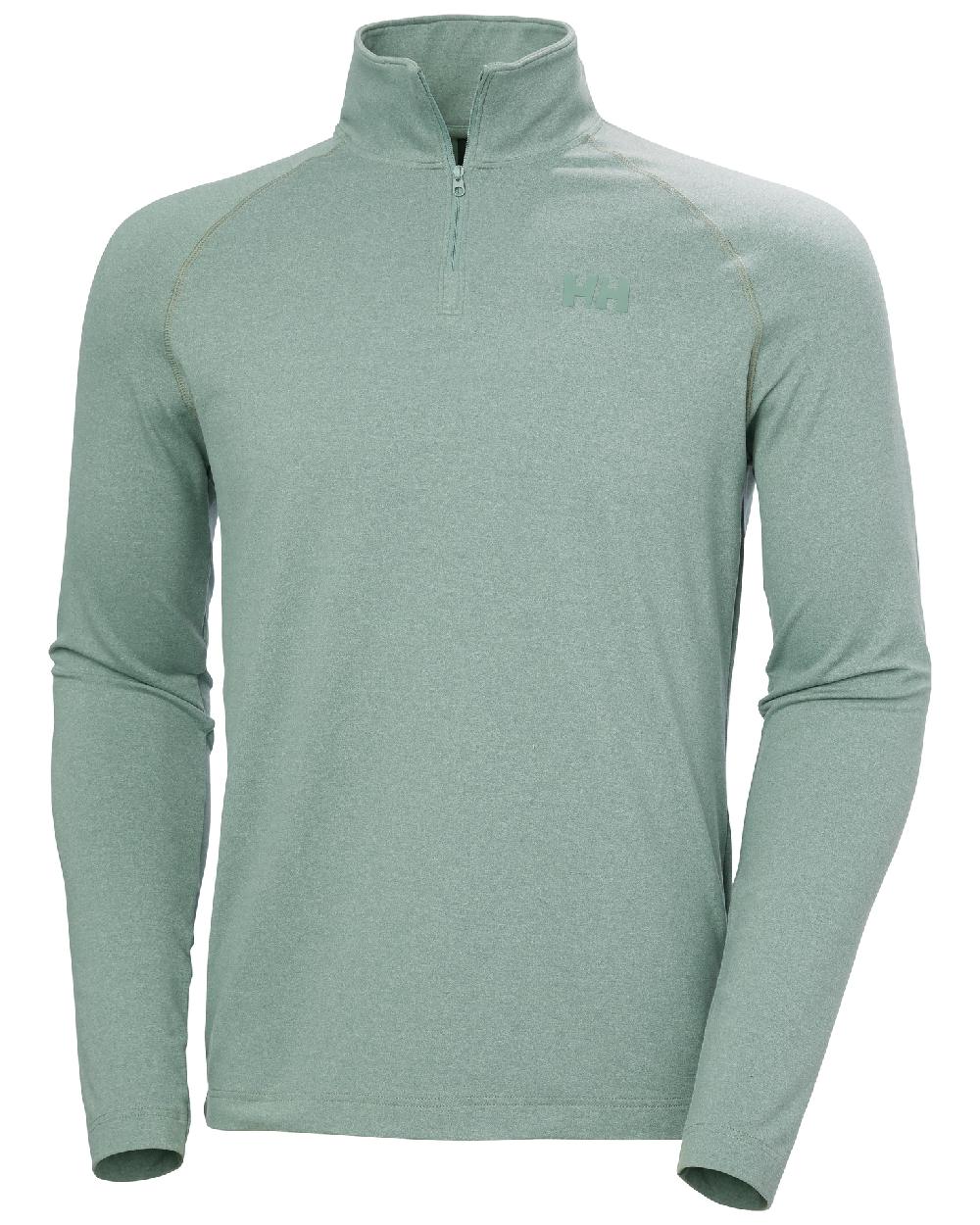 Cactus Coloured Helly Hansen Mens Verglas Half-Zip Midlayer on white background 