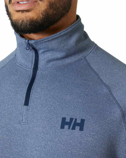 Ocean Coloured Helly Hansen Mens Verglas Half-Zip Midlayer on white background 