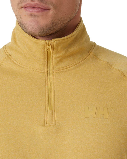 Sand Coloured Helly Hansen Mens Verglas Half-Zip Midlayer on white background 