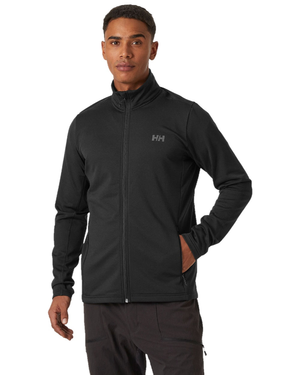 Black Coloured Helly Hansen Mens Versalite Fleece Jacket on white background 