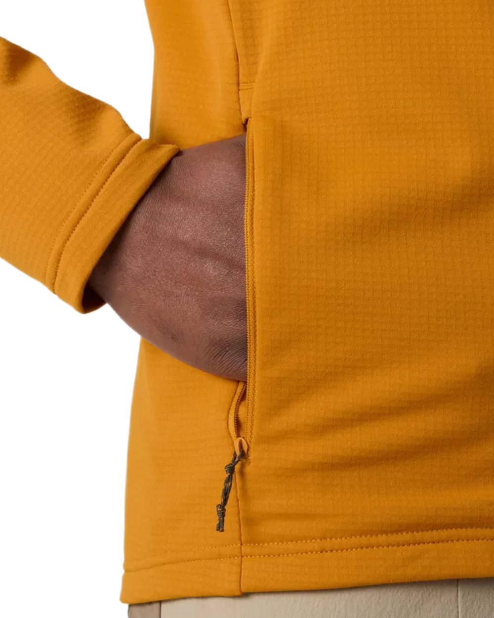 Mustard coloured Helly Hansen Mens Versalite Fleece Jacket on white background 