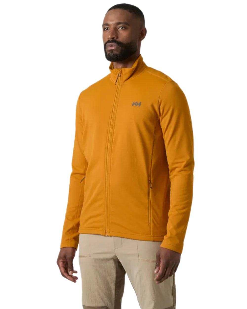 Mustard coloured Helly Hansen Mens Versalite Fleece Jacket on white background 