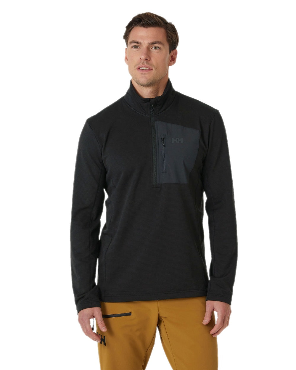 Black Coloured Helly Hansen Mens Versalite Half Zip Fleece on white background 