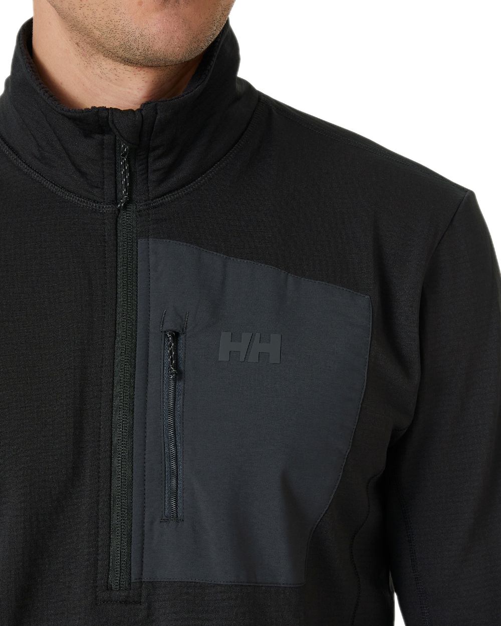 Black Coloured Helly Hansen Mens Versalite Half Zip Fleece on white background 