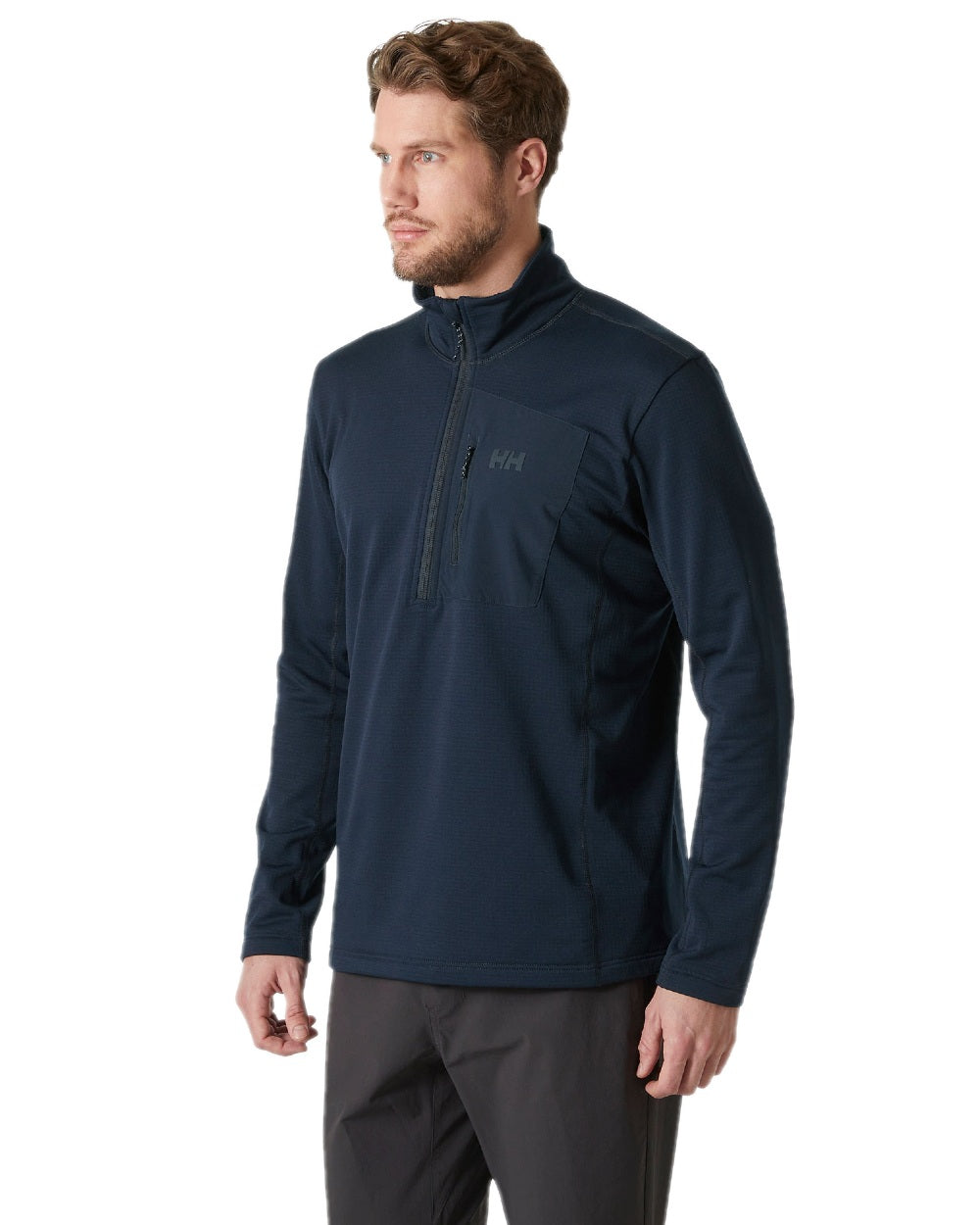 Navy Coloured Helly Hansen Mens Versalite Half Zip Fleece on white background 