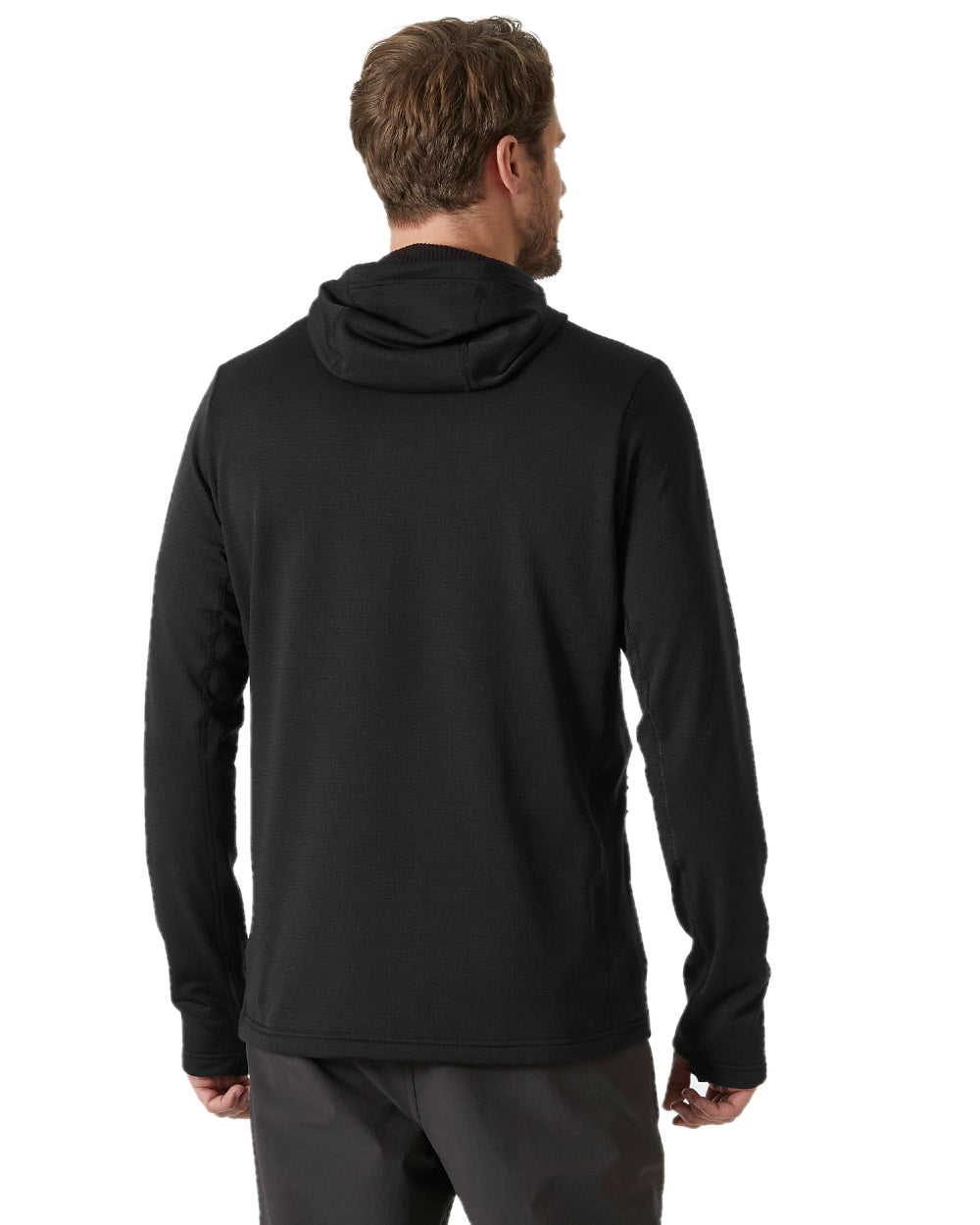 Black Coloured Helly Hansen Mens Versalite Hooded Fleece Jacket on white background 