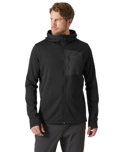 Black Coloured Helly Hansen Mens Versalite Hooded Fleece Jacket on white background 