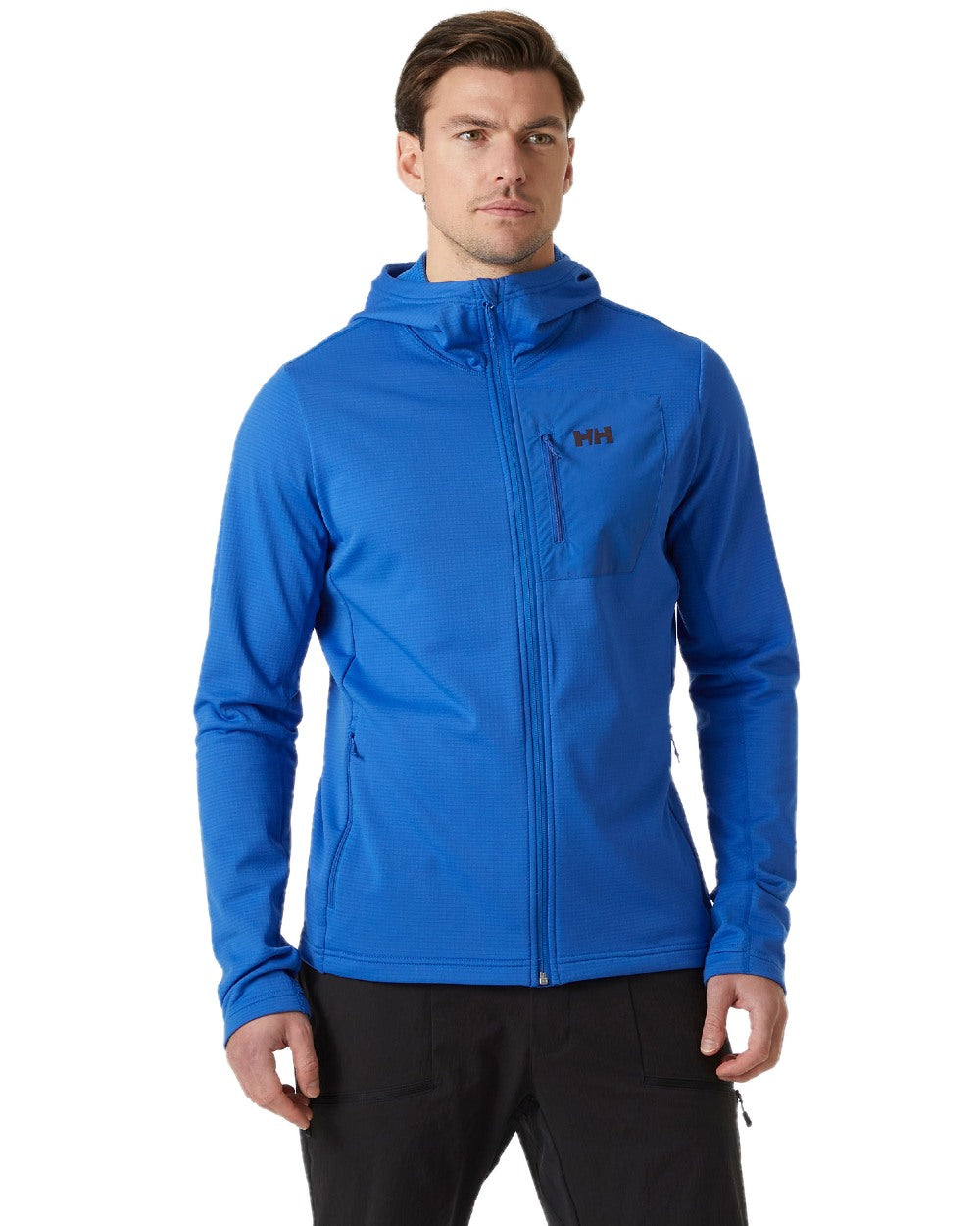 Cobalt 2 Coloured Helly Hansen Mens Versalite Hooded Fleece Jacket on white background 