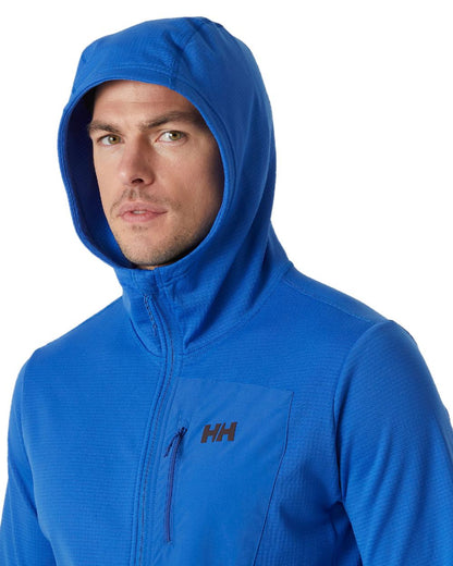 Cobalt 2 Coloured Helly Hansen Mens Versalite Hooded Fleece Jacket on white background 