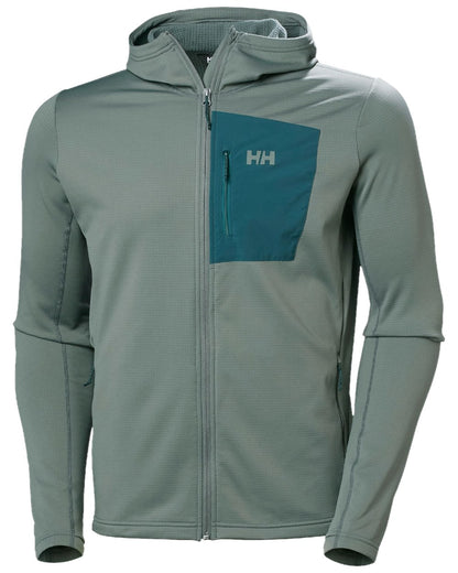 Grey Cactus Coloured Helly Hansen Mens Versalite Hooded Fleece Jacket on white background 