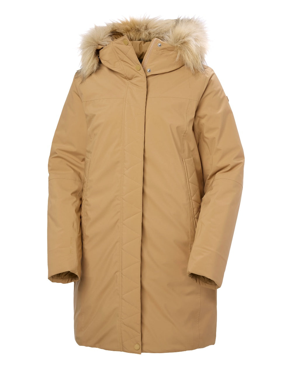 Beige Coloured Helly Hansen Womens Nesna Parka on White Background 