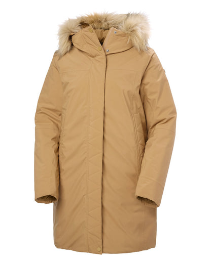 Beige Coloured Helly Hansen Womens Nesna Parka on White Background 