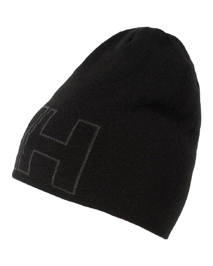 Black Coloured Helly Hansen Outline Beanie on white background 