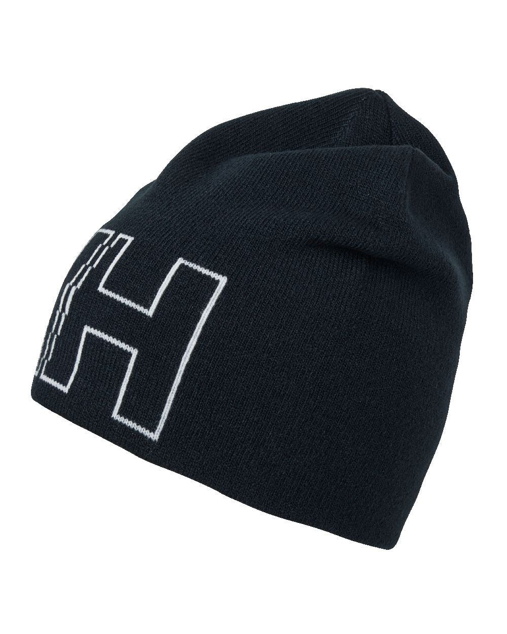 Navy Coloured Helly Hansen Outline Beanie on white background 
