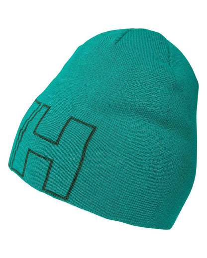 Signal Green Coloured Helly Hansen Outline Beanie on white background 