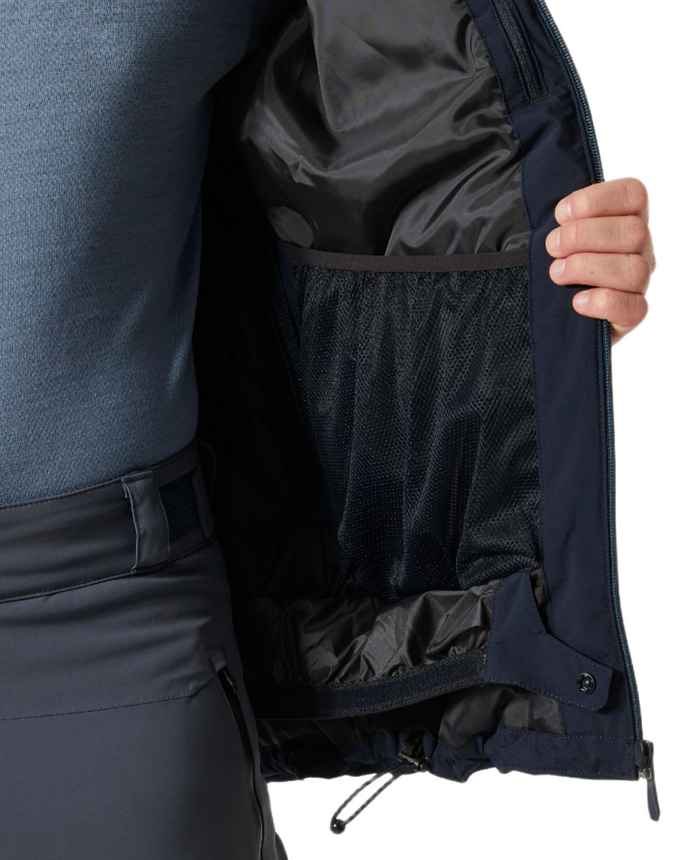 Navy Coloured Helly Hansen Panorama 2.0 Insulated Jacket on white background 