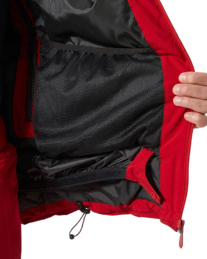 Red Coloured Helly Hansen Panorama 2.0 Insulated Jacket on white background 