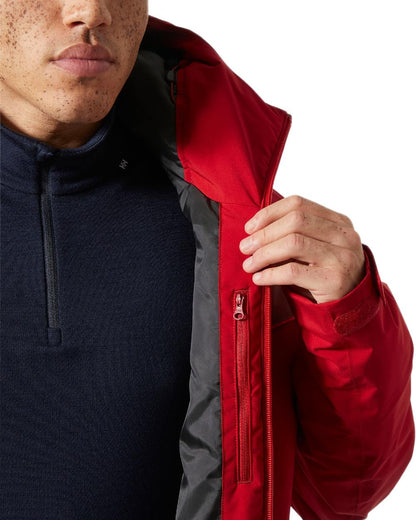 Red Coloured Helly Hansen Panorama 2.0 Insulated Jacket on white background 