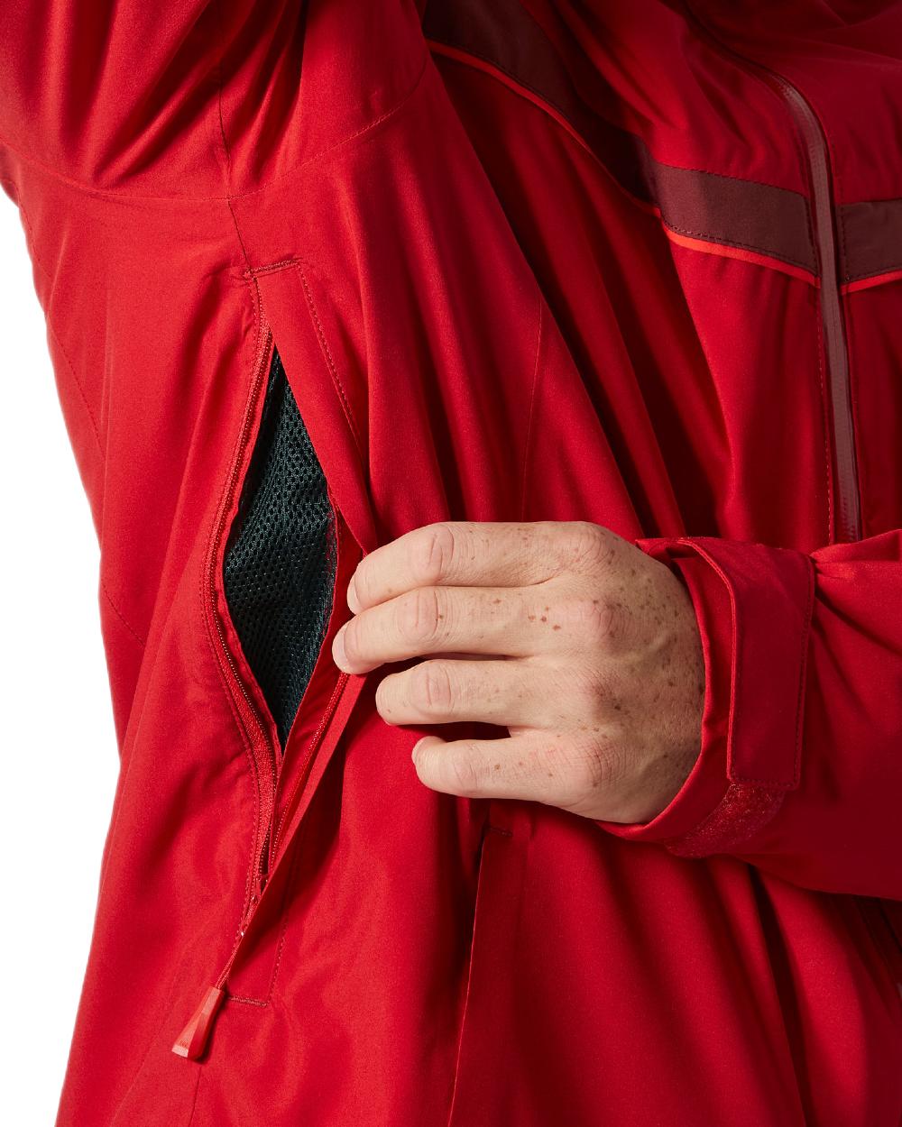 Red Coloured Helly Hansen Panorama 2.0 Insulated Jacket on white background 