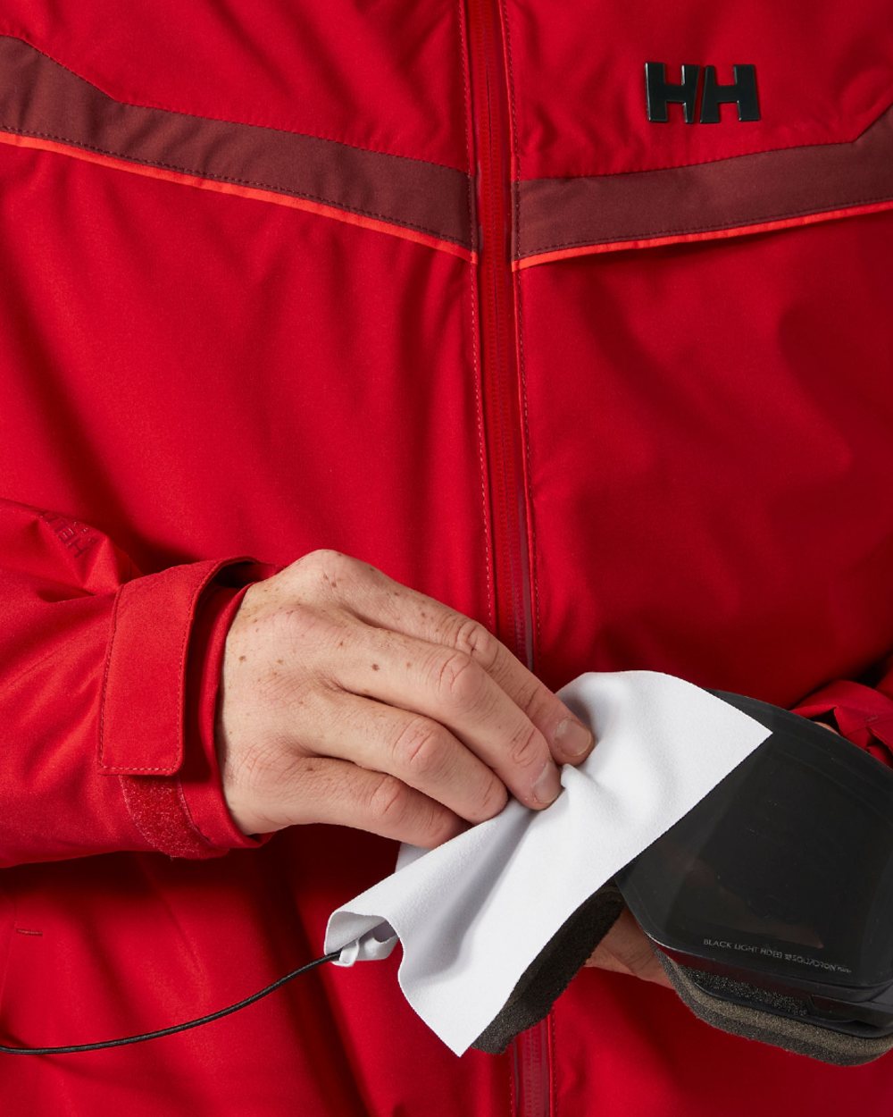 Red Coloured Helly Hansen Panorama 2.0 Insulated Jacket on white background 