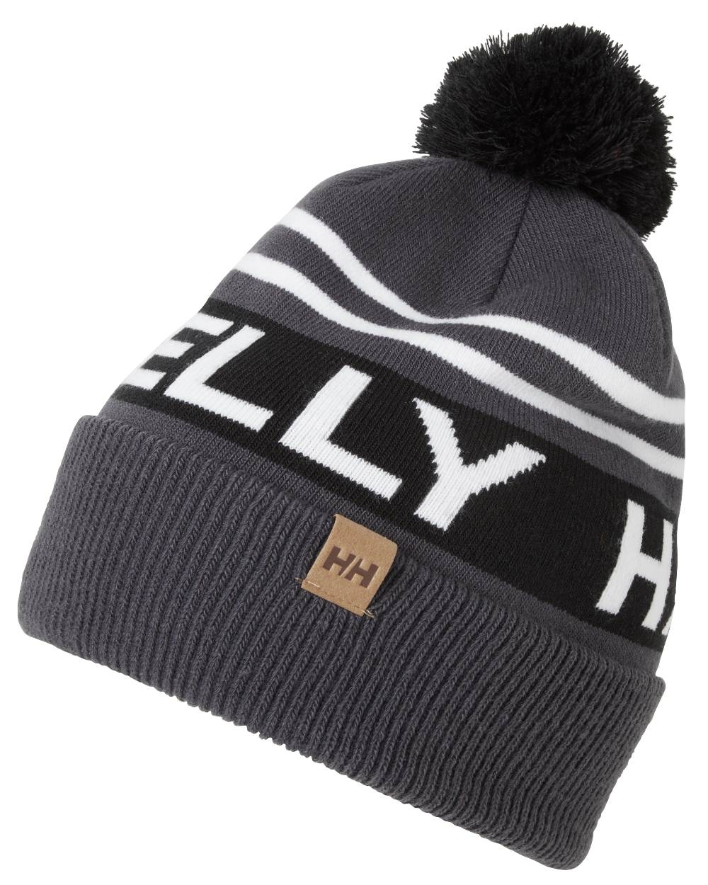Ebony coloured Helly Hansen Ridgeline Retro Ski Beanie on white background 