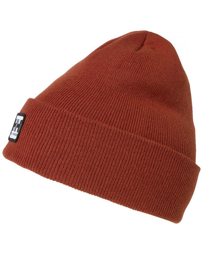 Iron Oxide Coloured Helly Hansen Urban Cuff Beanie on White Background 