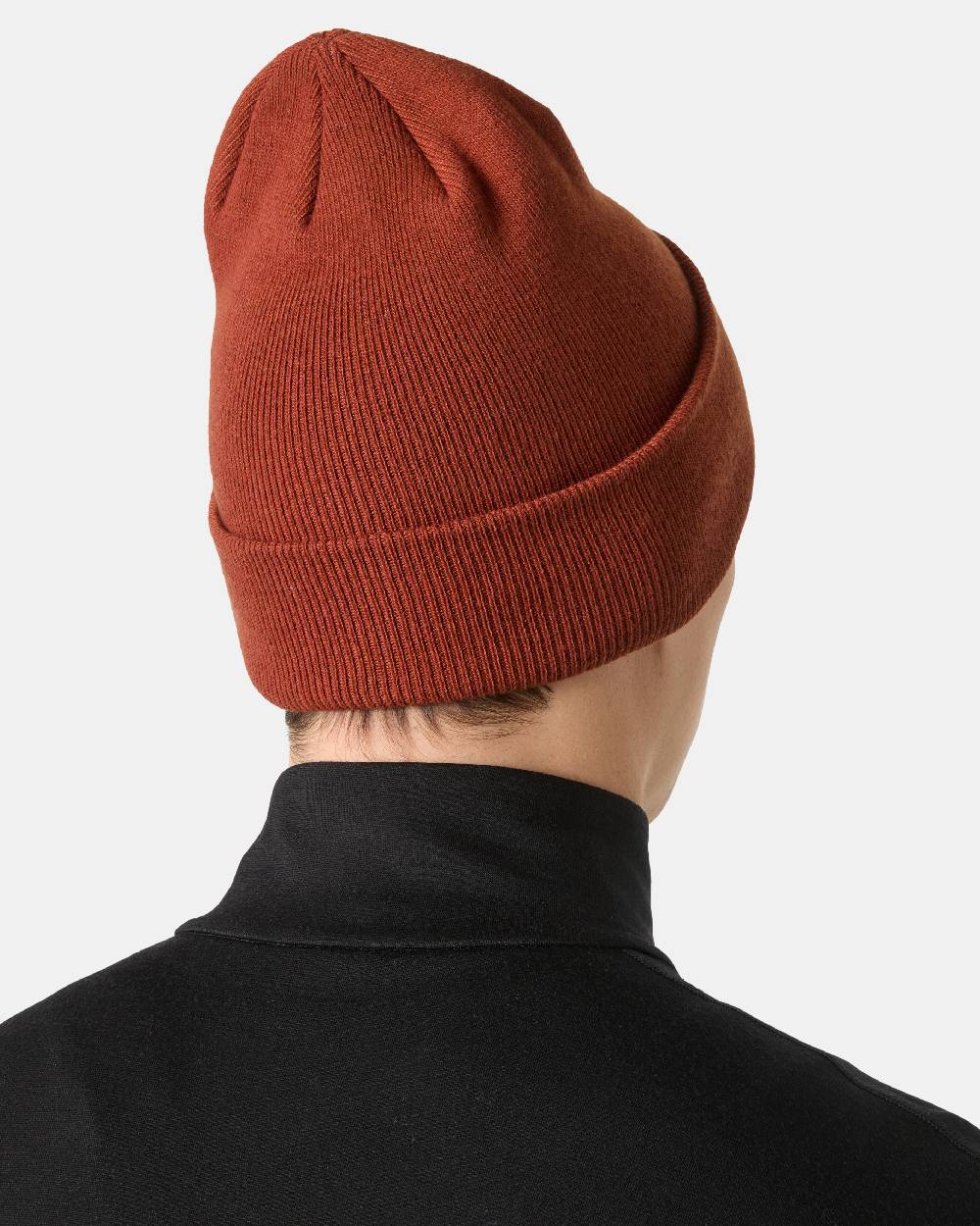 Iron Oxide Coloured Helly Hansen Urban Cuff Beanie on White Background 