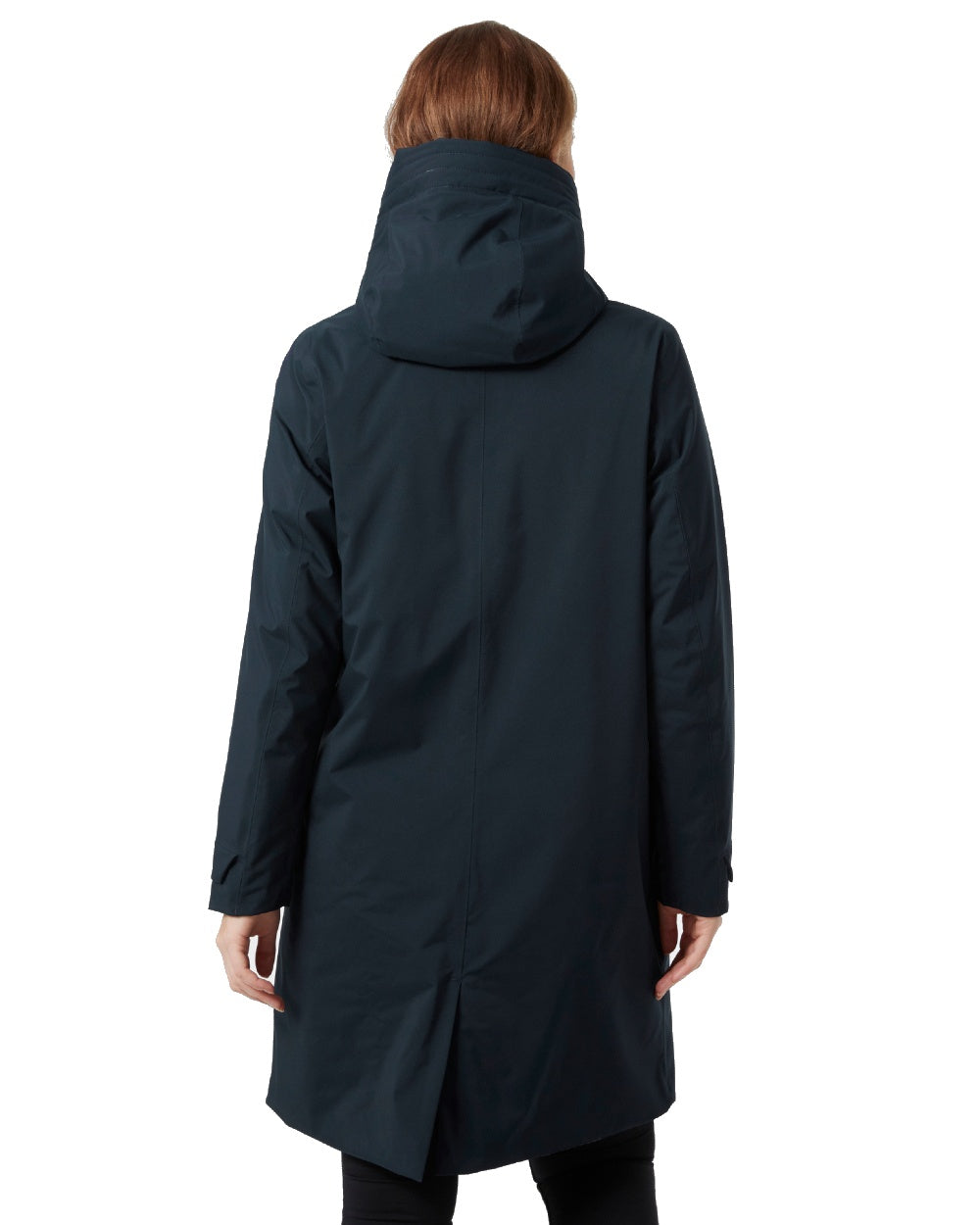 Navy coloured Helly Hansen Victoria Insulated Rain Coat on white background 