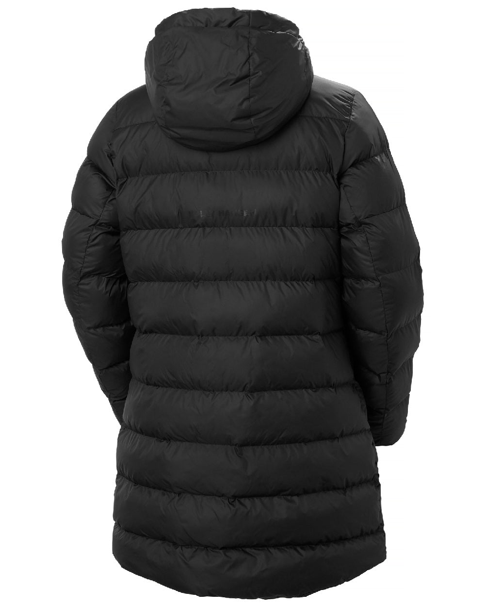 Black Coloured Helly Hansen Womens Active Puffy Parka on white background 