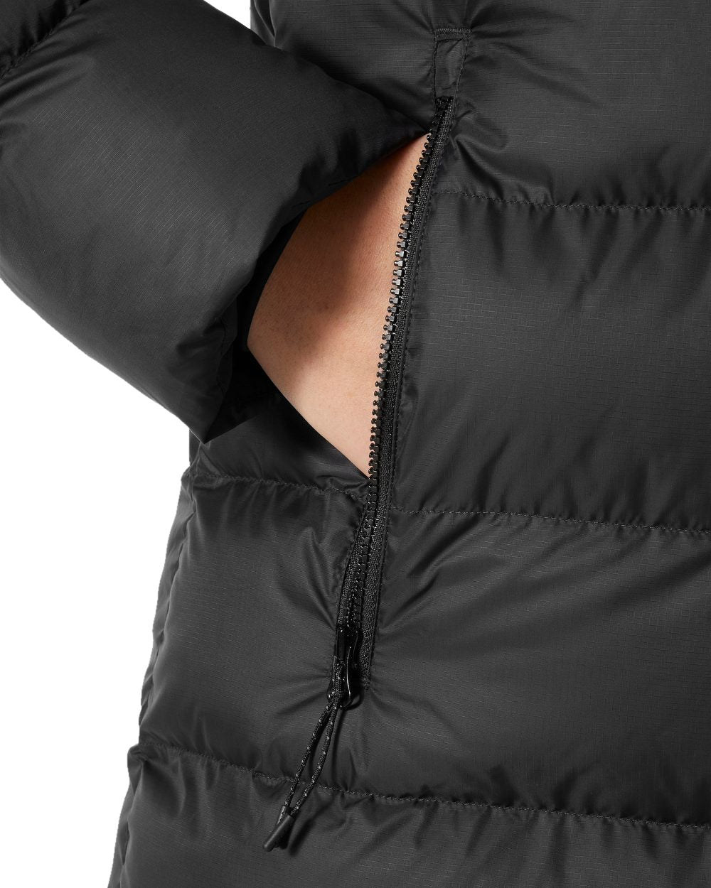 Black Coloured Helly Hansen Womens Active Puffy Parka on white background 