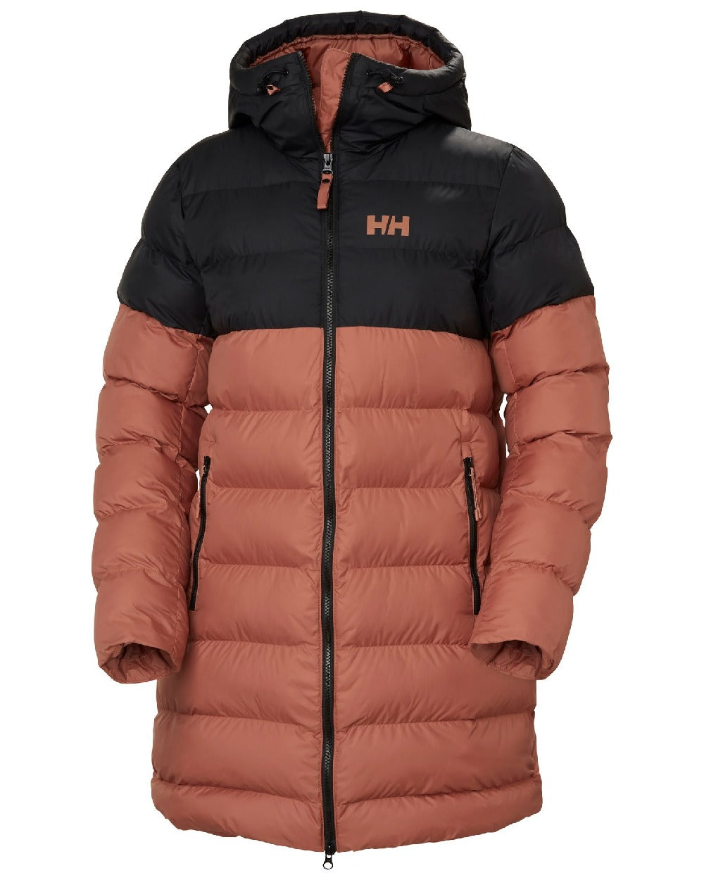 Cedarwood Coloured Helly Hansen Womens Active Puffy Parka on white background 