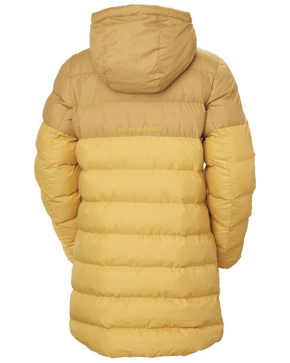 Sand Coloured Helly Hansen Womens Active Puffy Parka on white background 