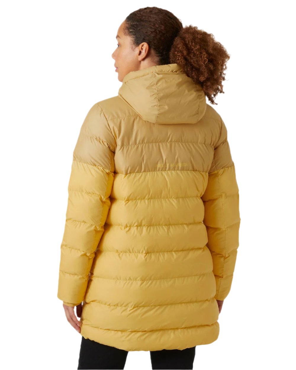 Sand Coloured Helly Hansen Womens Active Puffy Parka on white background 