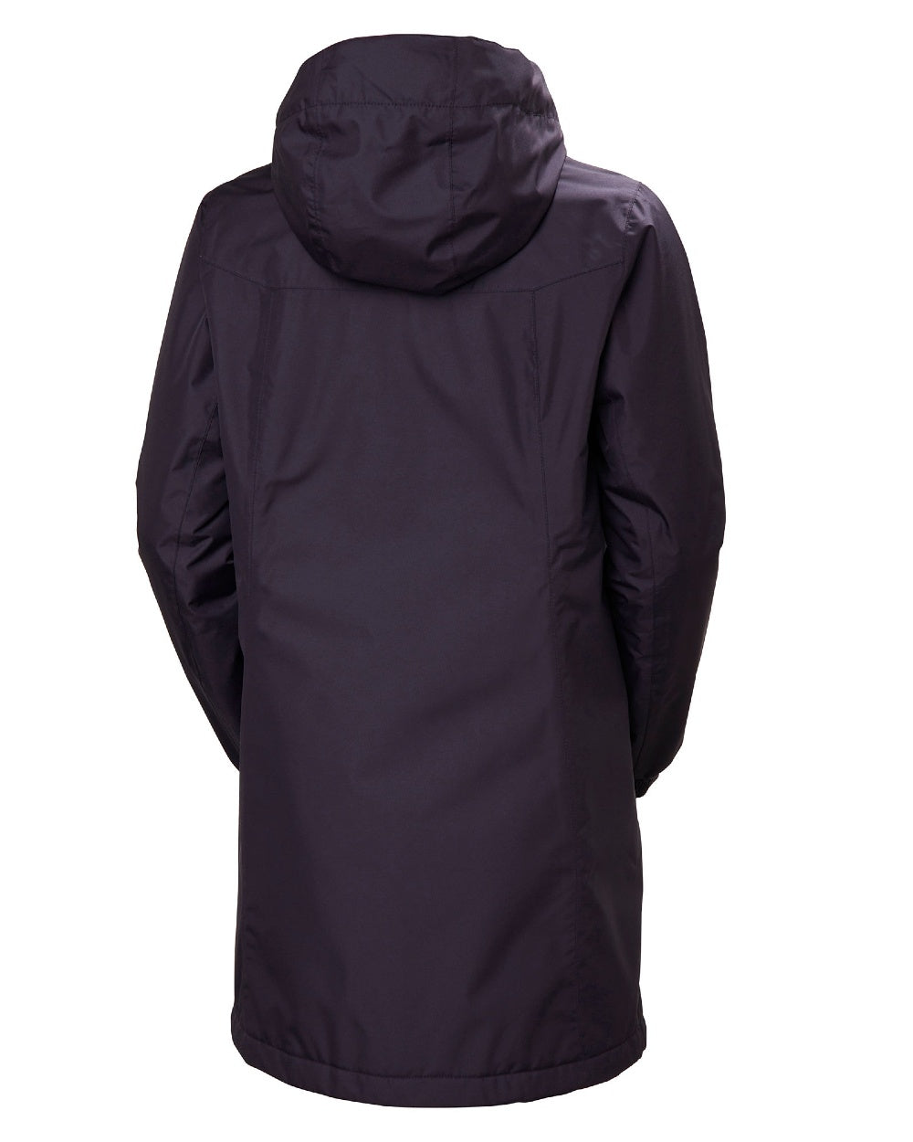Black Grape Coloured Helly Hansen Womens Aden Insulated Rain Coat on white background 