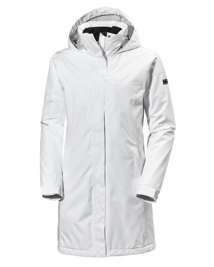 White Coloured Helly Hansen Womens Aden Insulated Rain Coat on white background 