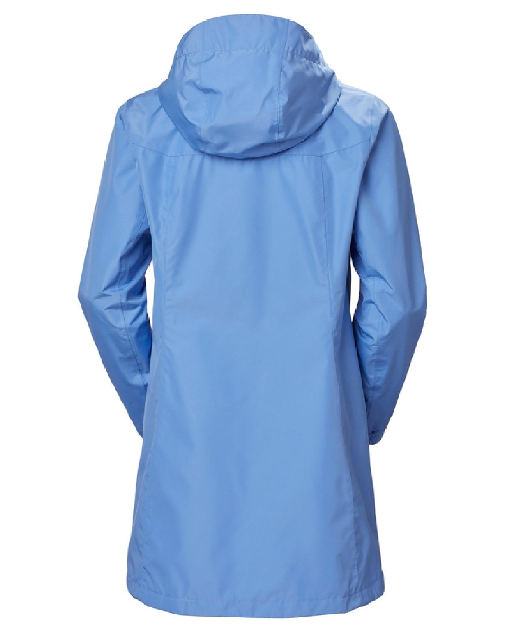 Skagen Blue coloured Helly Hansen Womens Aden Long Rain Coat on white background 