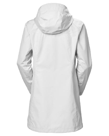 White coloured Helly Hansen Womens Aden Long Rain Coat on white background 