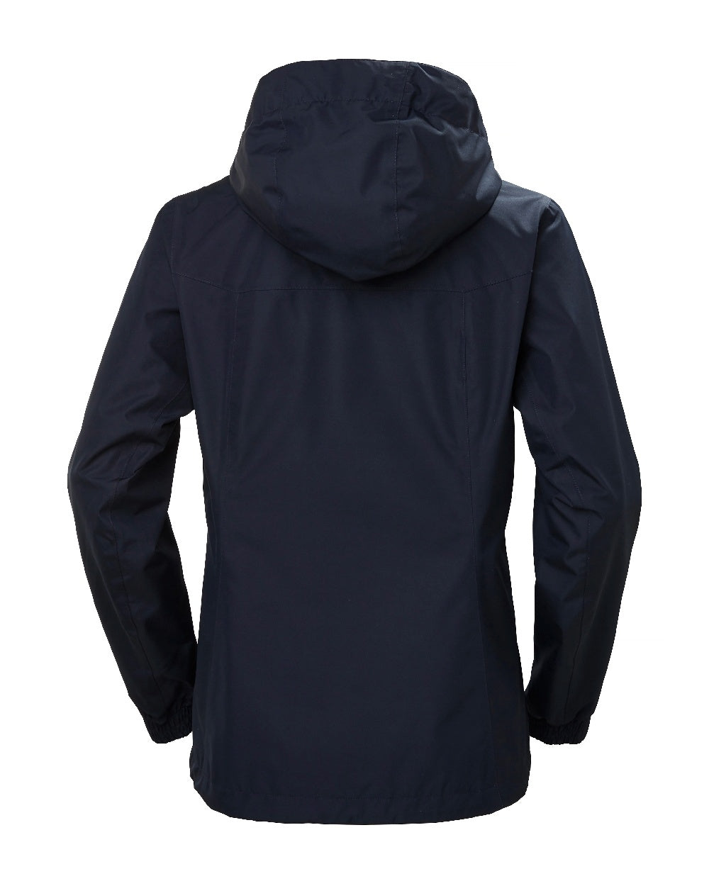 Navy coloured Helly Hansen Womens Aden Rain Jacket on white background 