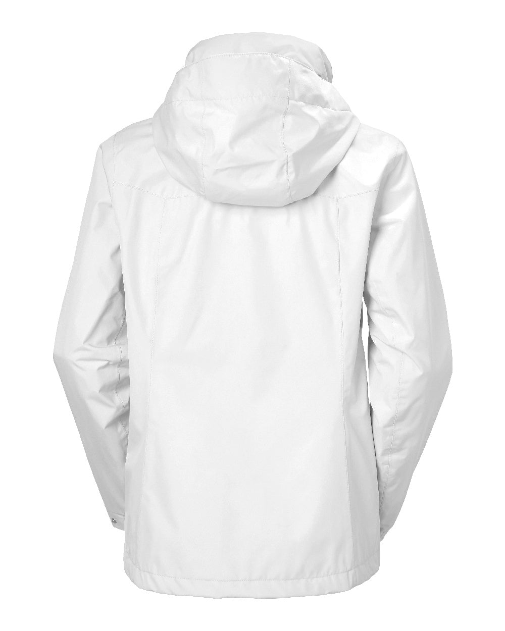 White coloured Helly Hansen Womens Aden Rain Jacket on white background 